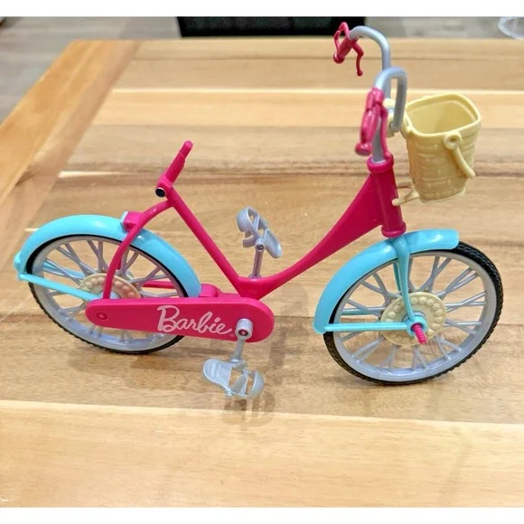 Barbie Pink & Teal Cruiser Bicycle with Basket Doll Accessory Bike Mattel Toy