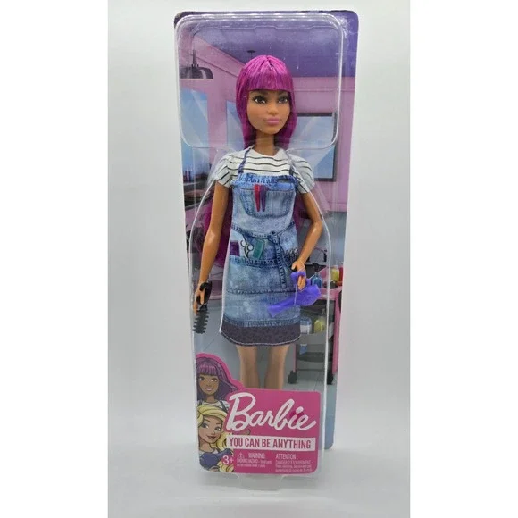 NEW Barbie You Can Be Anything Salon Stylist Purple Hair Hispanic NIB