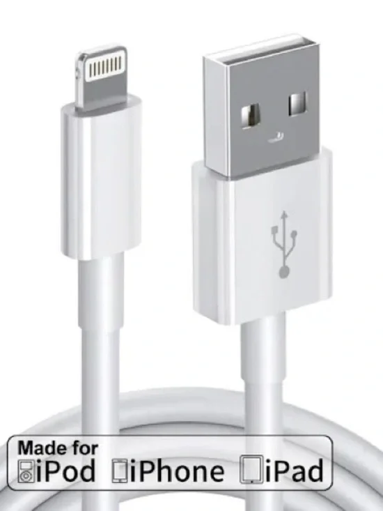 White USB-A to Lightning Charging Cable