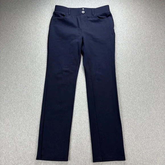 Stelle Pants Womens M Blue‎ Flat Front Straight Leg Stretch Pants Career Office