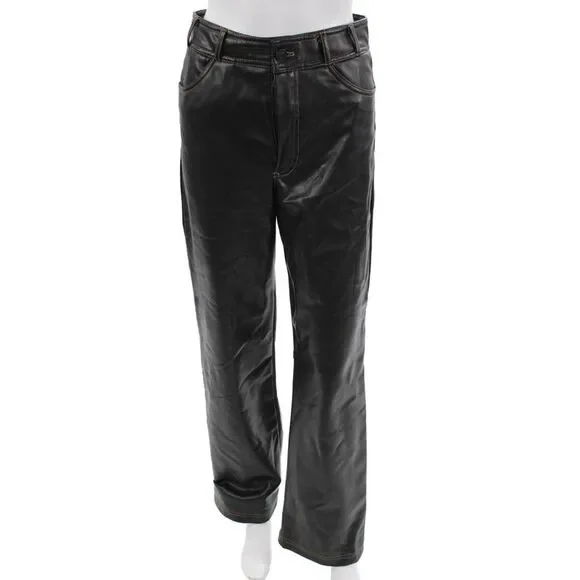 Zara Black Biker Pants 100% Polyurethane Button Size S
