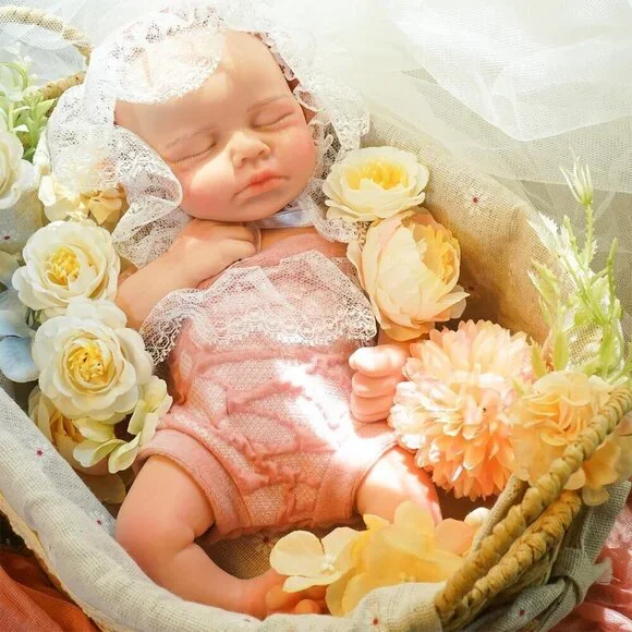 12.21 in Full Silicone Reborn Ivory Baby Girl Dolls Lifelike 2.42LB Weight Baby