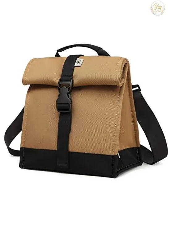 Insulated Rolltop Lunch Bag with Adjustable Strap - Thermal Food Tote