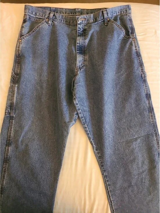 Wrangler Baggy Wide Leg Carpenter Jeans Mens Size 38x34 Light Blue