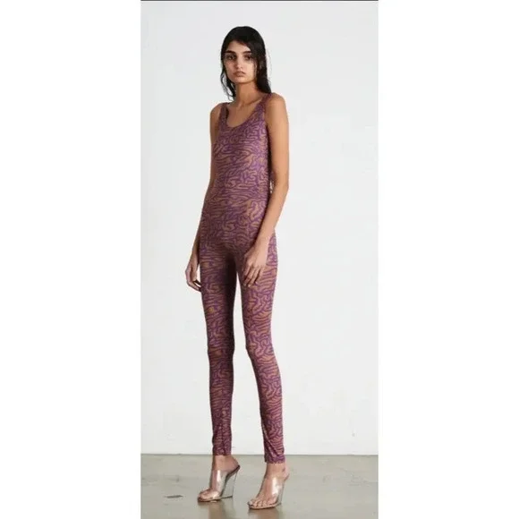 Maisie Wilen Printed Scoop Neck Sleeveless Revenge Body Catsuit Size M
