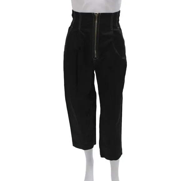 Sandro Womens Cropped Black Cotton Pants Size 34