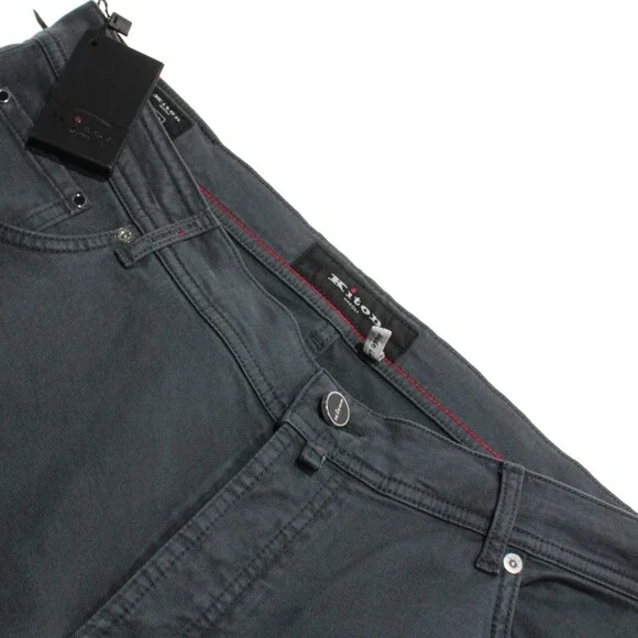 Kiton NWT Five Pocket Jean Cut Pants Size 40 US in Gray Lyocell & Cotton Blend