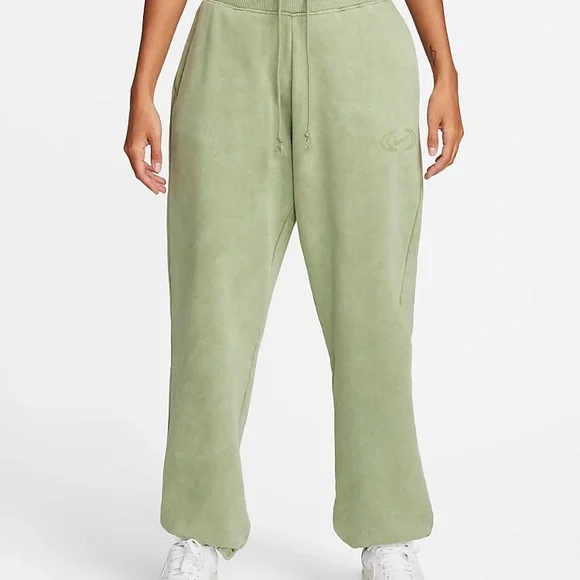Nike Phoenix Fleece Joggers Washed‎ Green High Rise Sweatpants Size S Womens