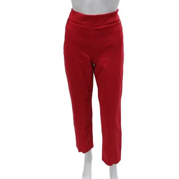 The Script Womens Ankle Pants Red Cotton Zip Size 8