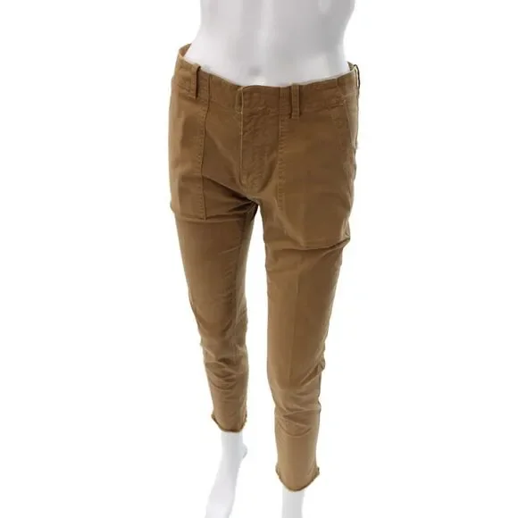 Nili Lotan Unisex Cargo Khakis Brown Button 98% Cotton Size 0