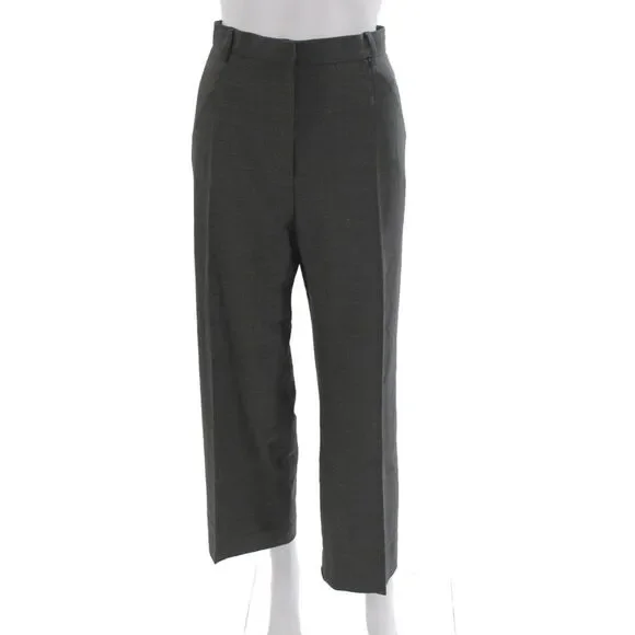Max Mara Unisex Dark Gray Dress Pants Virgin Wool Button Size 12