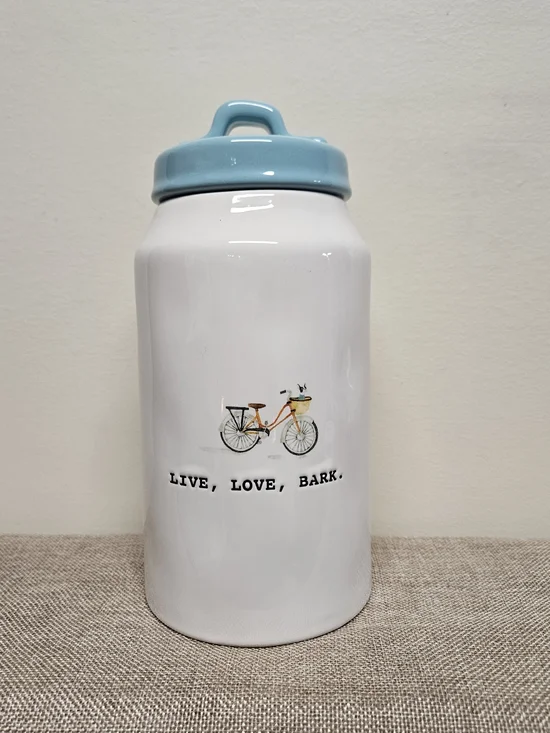 Rae Dunn Ceramic Canister with Light Blue Lid