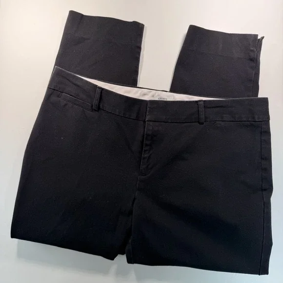 Crown & Ivy Women's‎ Chino Pant Black Straight Leg 14 Cotton Blend