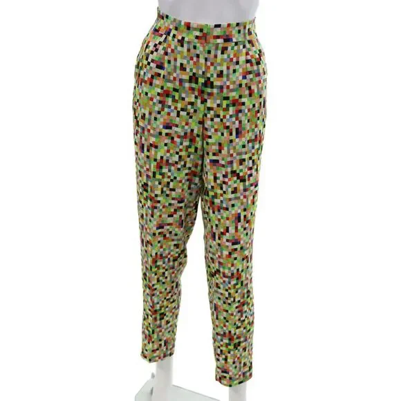 Akris Punto Womens Ankle Pants Multicolor Check Viscose Inseam 28 Size 4
