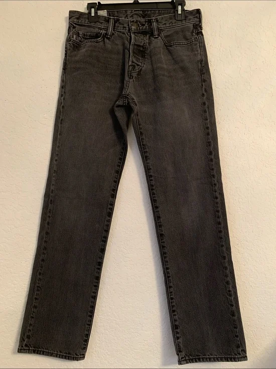 Abercrombie &Fitch Men's Slim Straight Black Jeans Zip Buttons Size 30/32