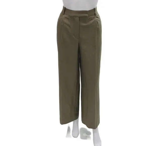 Zara Women Dress Pants Green Polyester Zip Inseam 30 Size S