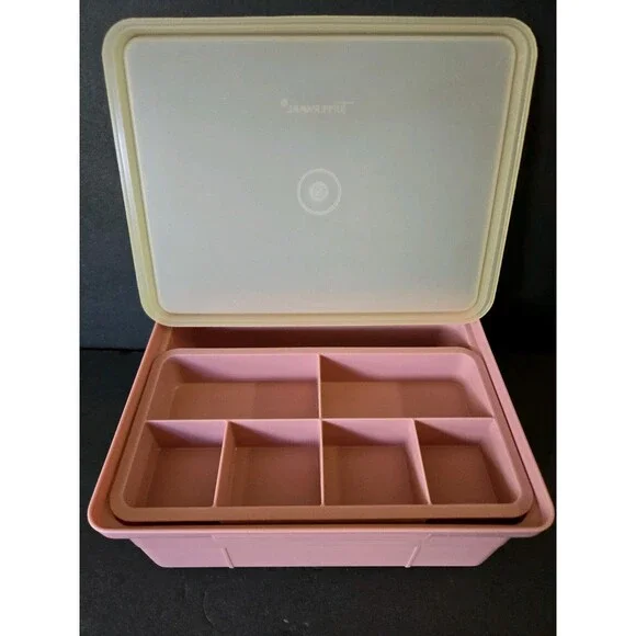 Vintage Tupperware Tuppercraft Stow N Go 3 pc Craft Storage Container