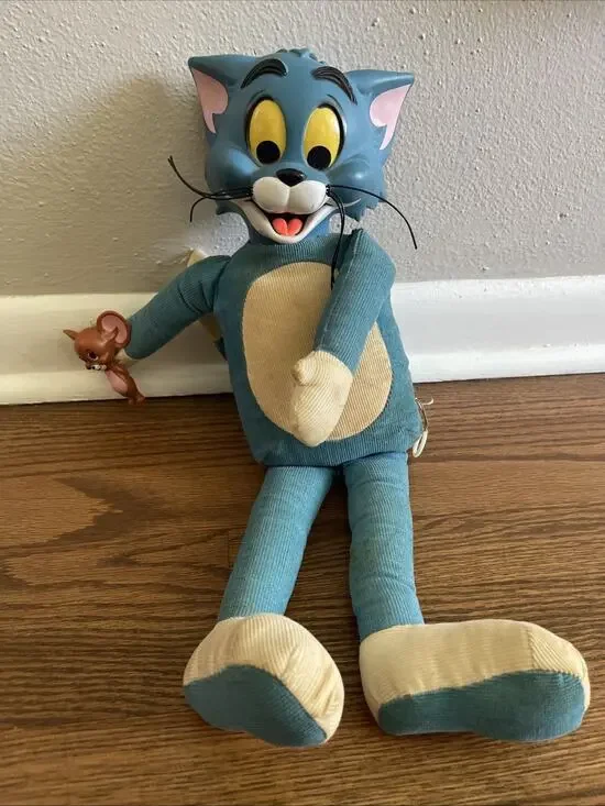 VTG 1965 Mattel Tom & Jerry Blue Corduroy Plush Doll: Non Talking, Has Stains