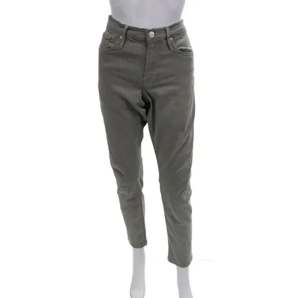 Frame Womens Cotton Zip Button Lined Straight Leg Pants Green Size EUR 32