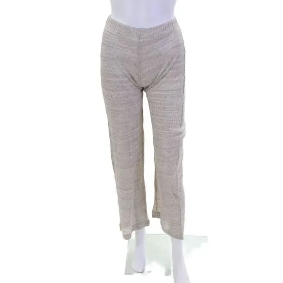 Something Navy Women's Pull-On Ribbed Straight Leg Pants Beige Size XXS