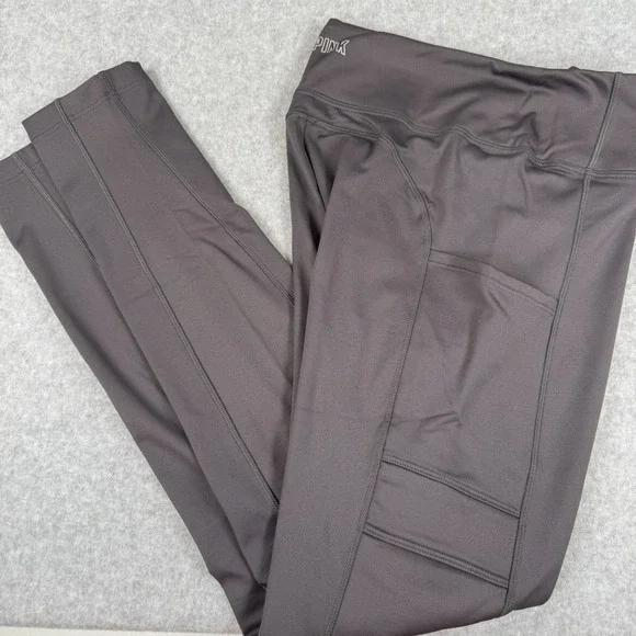PINK Active‎ Varsity High Waist Full Length Winter Leggings Medium Gray Cargo