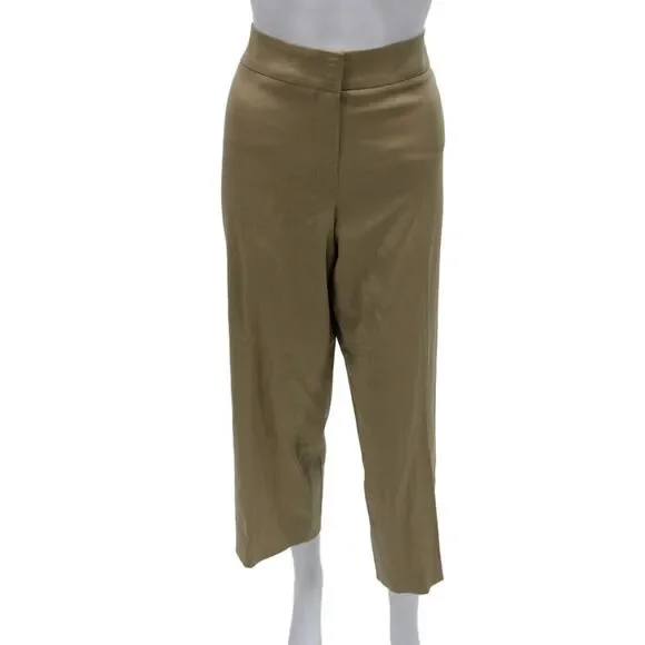 Escada Womens Beige Wool Straight Leg Pants Size 40
