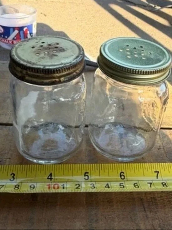 Golden Harvest Mason Jar Salt Pepper Shakers Glass Handled Jars Vintage