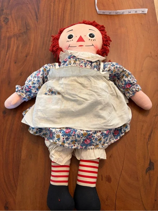 Raggedy Ann 32 inches with RARE pocket square 1960´s knickerbocker doll