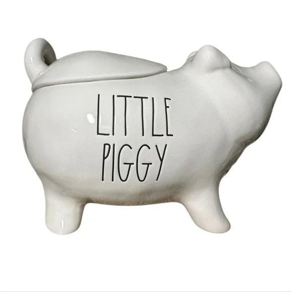 Rae Dunn White Little Piggy Canister Farmhouse Cookie Jar‎