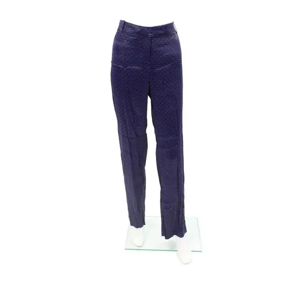 Massimo Dutti Womens Geometric Print Slim Leg High Rise Pants Purple Size 8