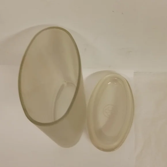 Vintage  Solid Frosty Glass Oval Canister 7