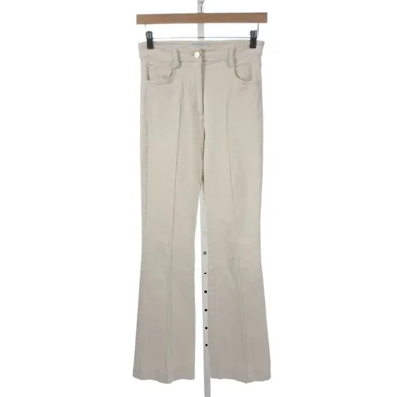 Reiss Womens Ivory Flare Pants 98% Cotton Elastane Size 4