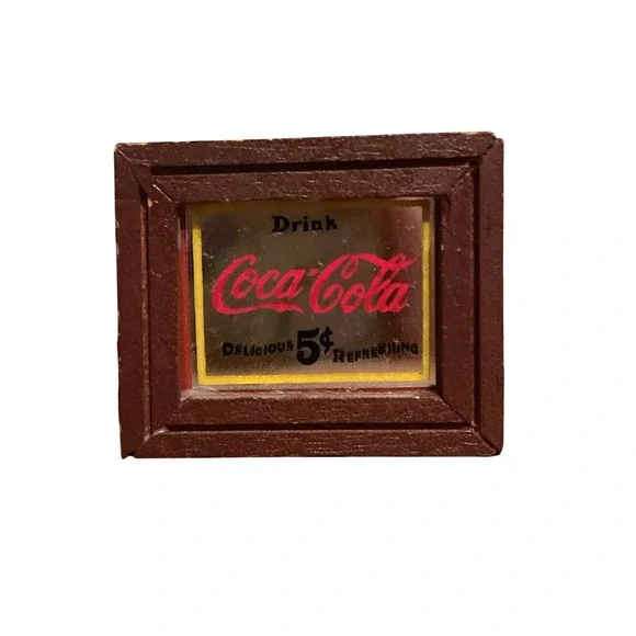 Vintage Dollhouse Miniature Coca‑Cola Advertising Mirror Miniature Accessories‎