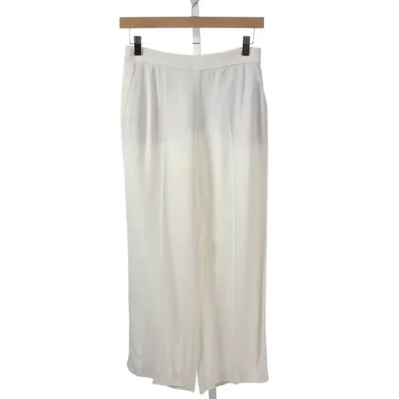 Massimo Dutti Womens Dress Pants White 100% Viscose Button Size 2