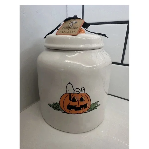 Rae Dunn Peanuts Snoopy Halloween Canister Cookie Jar, THE GREAT PUMPKIN, NEW