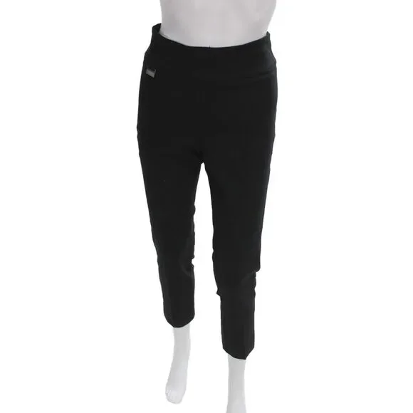 Lisette Women Ankle Cropped Dress Pants Black Solid Rayon Blend Size 6