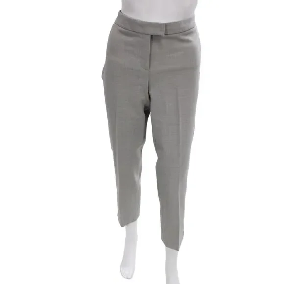 Theory Womens Cropped Ankle Dress Pants Gray Virgin Wool Blend Size 28
