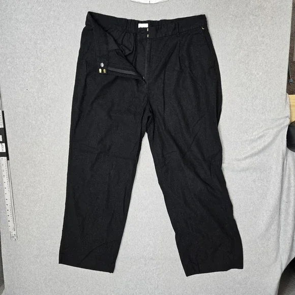 Old Navy Women Pants XL Black Linen Viscose Dress Pants Tailored Full