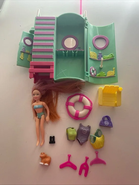 VTG Y2K Mattel Polly Pocket Splashin' Fashion Super Slide Lifeguard Tower Lot