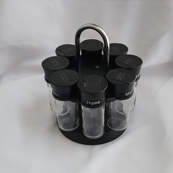 Spice Rack with 8 Jars, metal rotating carousel