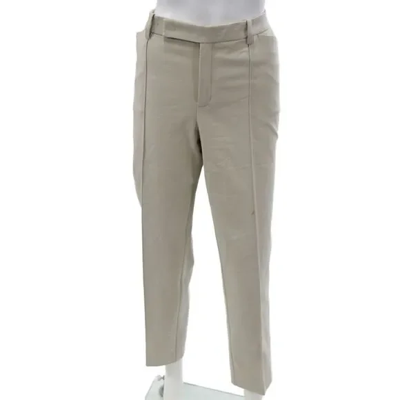 Lafayette 148 New York Womens Beige Dress Pants Button Cotton Size 12