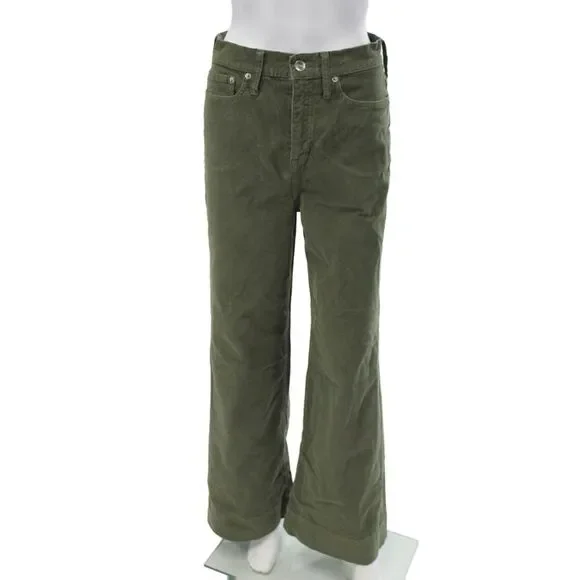 J Crew Unisex Army Green Pants Button Solid Size 26