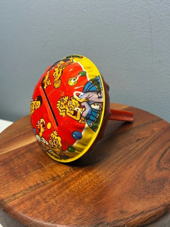 Vintage Tin Litho Party Noisemaker Rattle – Cartoon Party Graphics