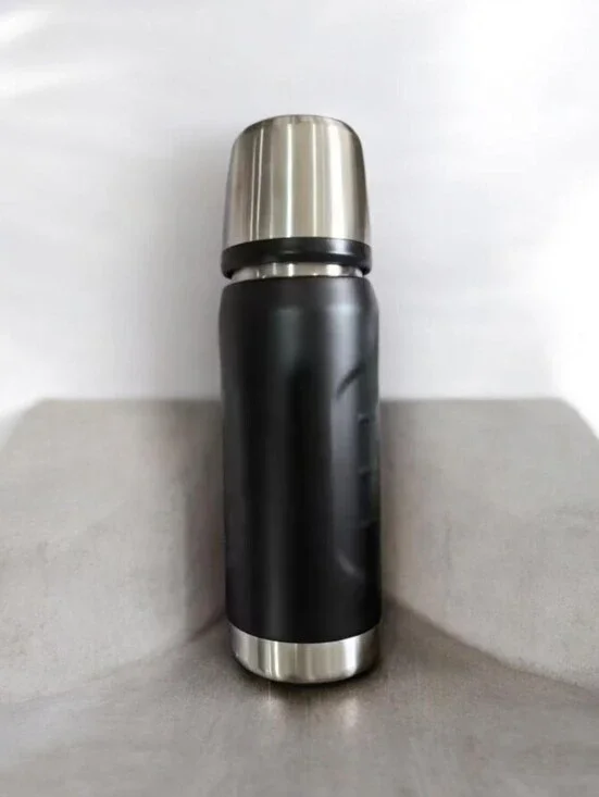 Insulated Black Stainless Steel Travel Flask - Men Accessories