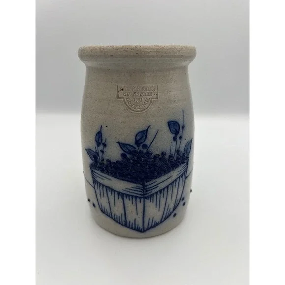 Salmon Falls Stoneware 1991 Blueberry Basket Salt Glazed Pottery Crock Dover NH