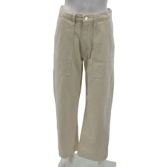 Road To Nowhere Unisex Cropped Cargo Pants Beige Cotton Size 2