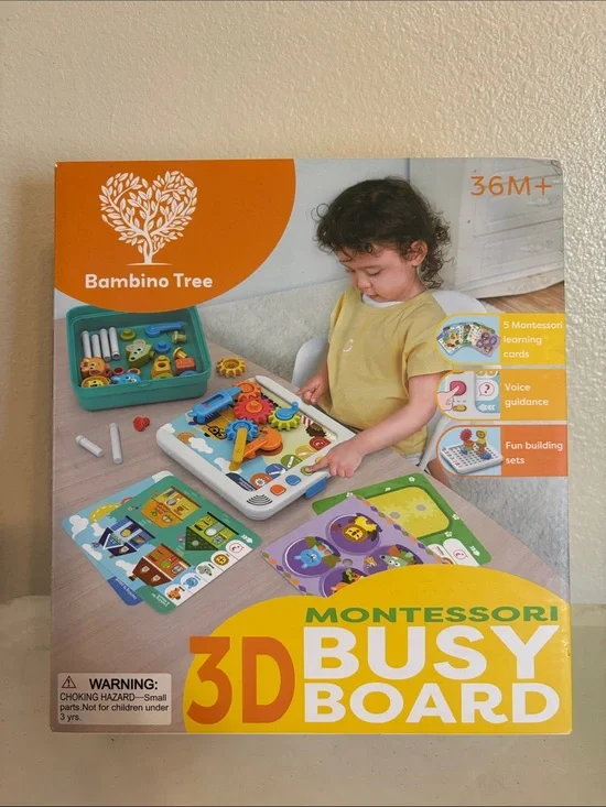 Busy Board for Toddlers 1-3, Montessori style Learning skills