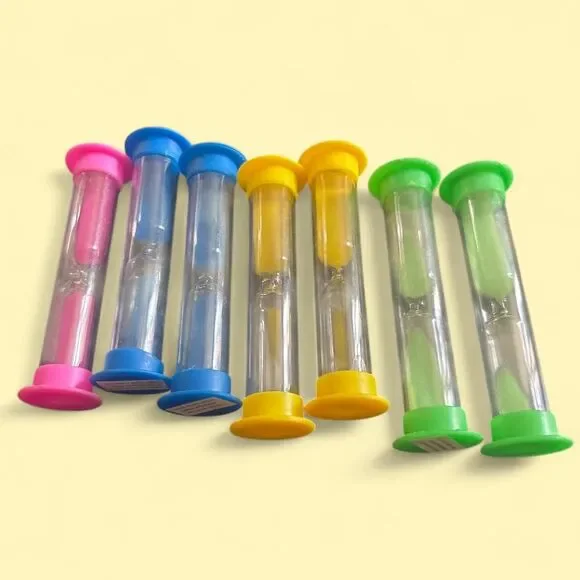 7 Piece Colorful Sand Timer Hourglass Set 2 Minute
