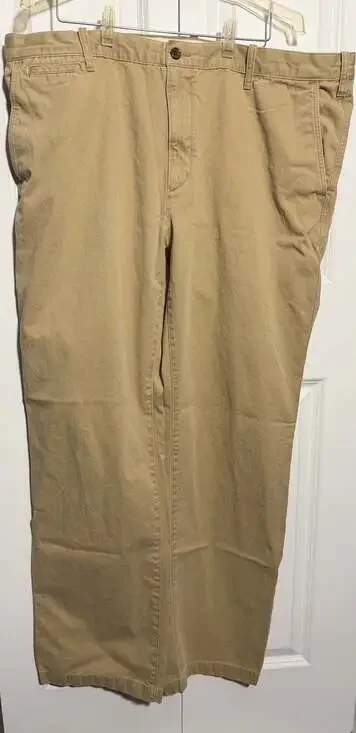 3x Eddie Bauer Men's Classic Fit Khaki Chino Pants Flat Front Cotton 44x36 Tall