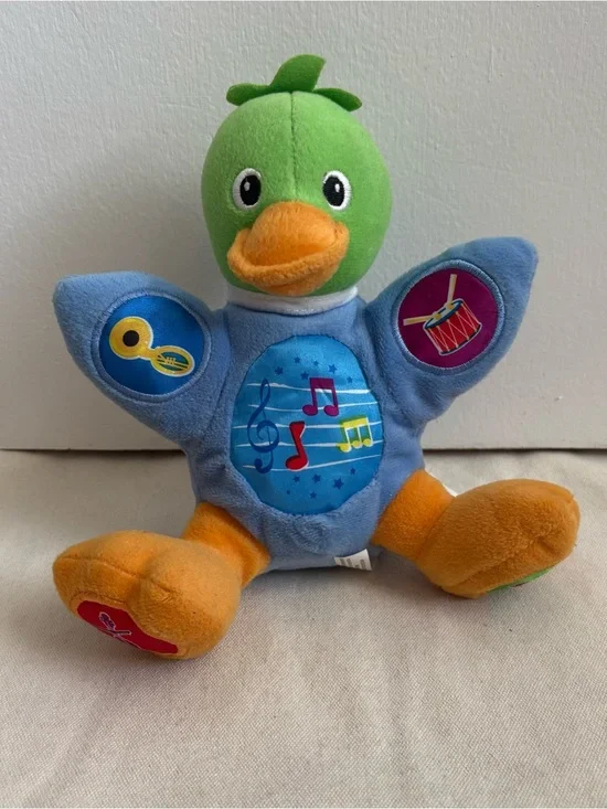 Baby Einstein Musical Duck Plush Baby Toy Blue/Green/Orange WORKS